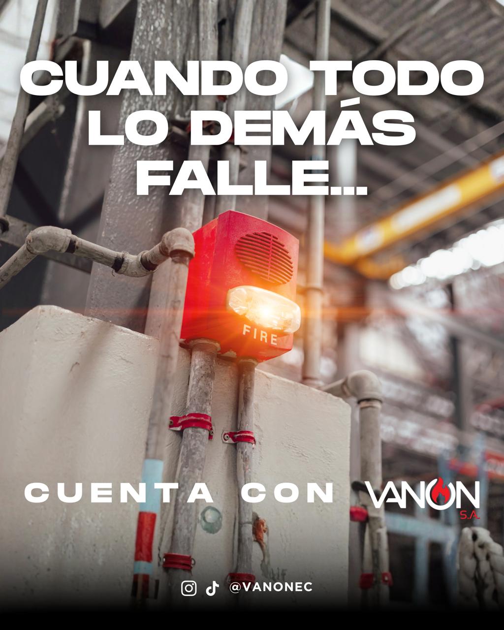 Pieza gráfica de VANON sobre detección y alarma de incendios.